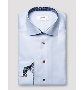 Blue Twill Contrast Slim