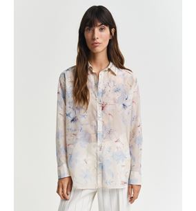 REL FLORAL PRINT COT SILK SHIRT