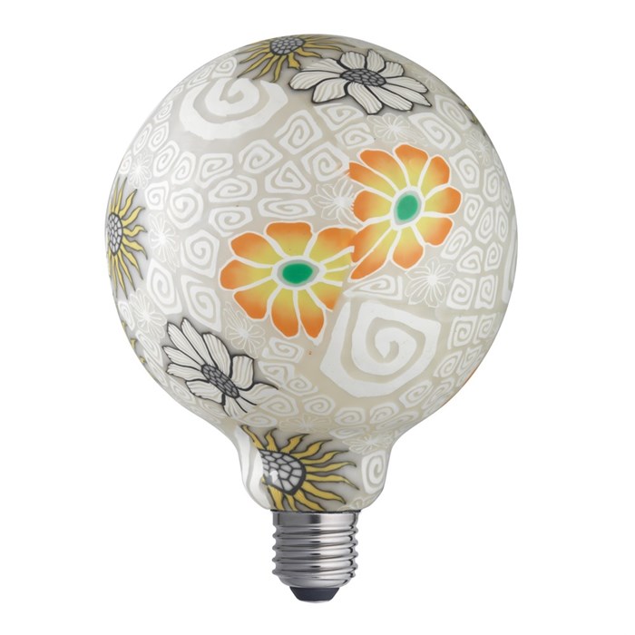 Globlampa LED blommig grå/gul 125