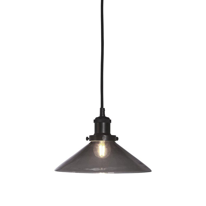 August fönsterlampa svart/rök 25cm