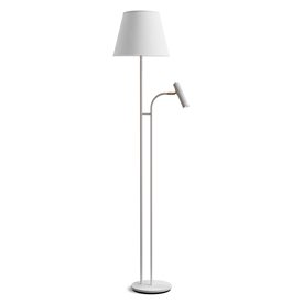 Slender golvlampa vitstruktur/mässing exl. skärm