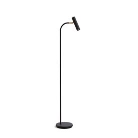 Slender golvlampa svartstruktur/mässing