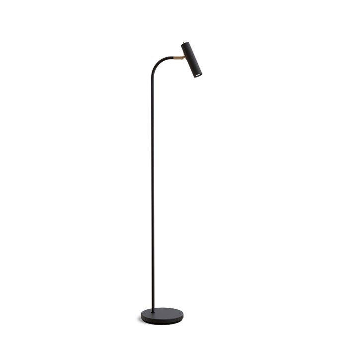 Slender golvlampa svartstruktur/mässing