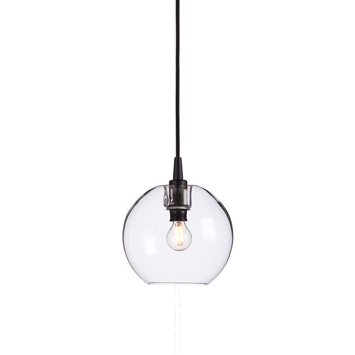 Gloria pendel Ø19 E14 svart/klar glas