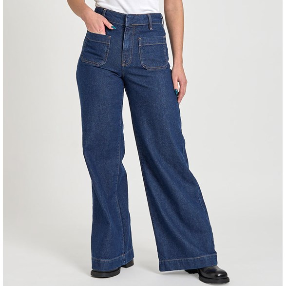 Jeans med hög midja och vida ben