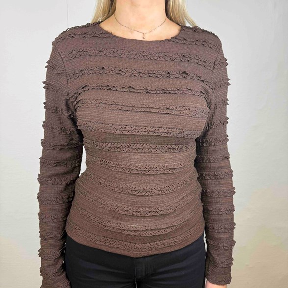 Långärmad tröja i randspets