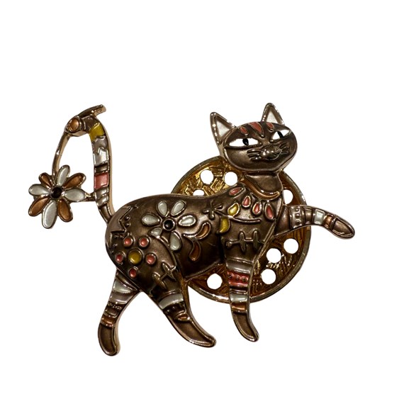 Magnetbrosch katt brun