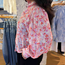 Blommig Blus Dam med Ballongärm & Knappar