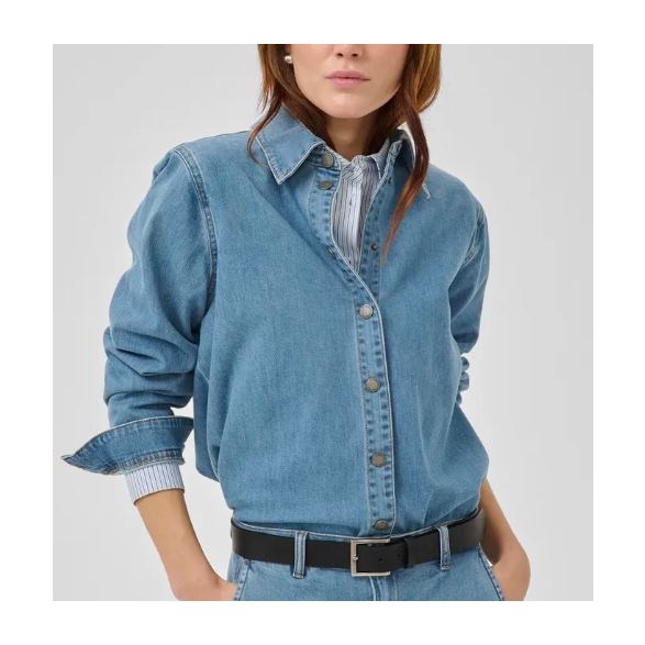 Jeansskjorta i stretch – långärmad med knappar