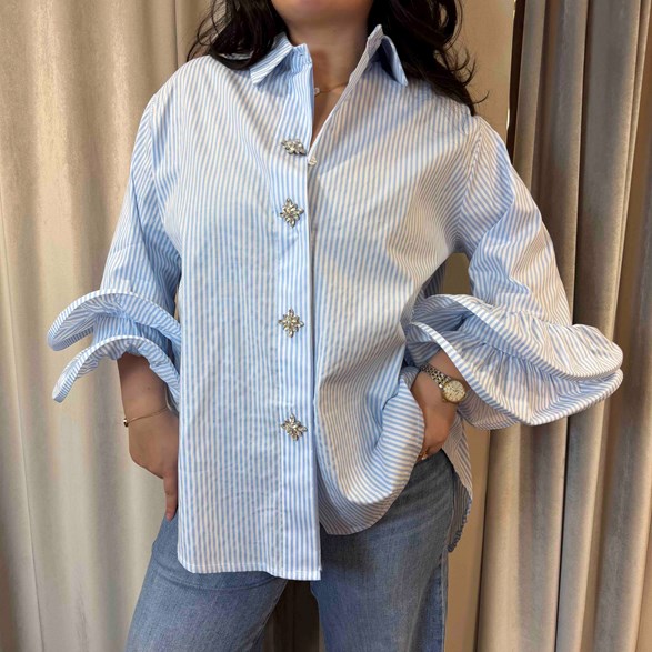 Randig Skjorta med Volangärmar