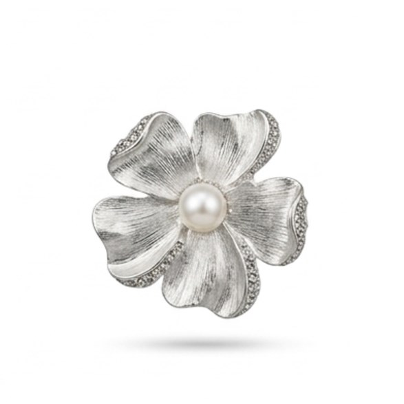 Brosch vit Blomma