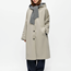 Vändbar lång trenchcoat med huva och scarf