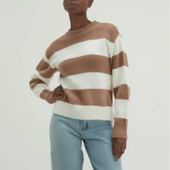Boxy Raglan Striped Sweater