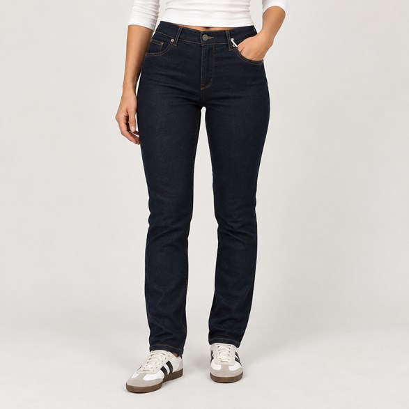Smala jeans med läderfickor