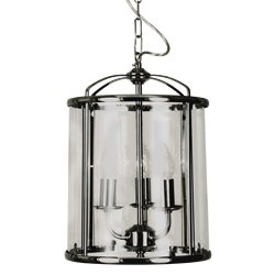 Aneta Lighting Budgie taklampa 3-l 28cm stor krom-klarglas