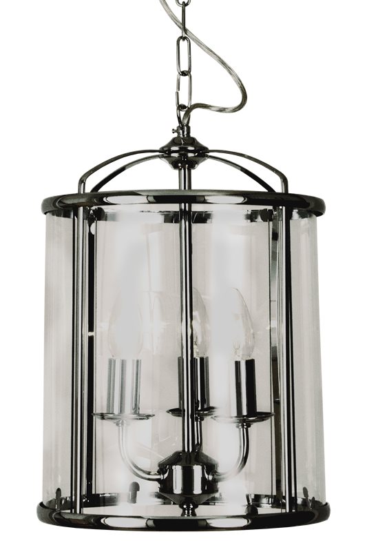 Aneta Lighting Budgie taklampa 3-l 28cm stor krom-klarglas