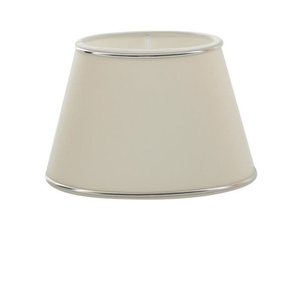 Hallbergs Belysning Lampskärm Armani Oval 25Cm Offwhite M Silverkant