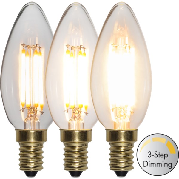Star Trading Kron Led Filament 3-Stegs Dim Klar 4W E14 2100K