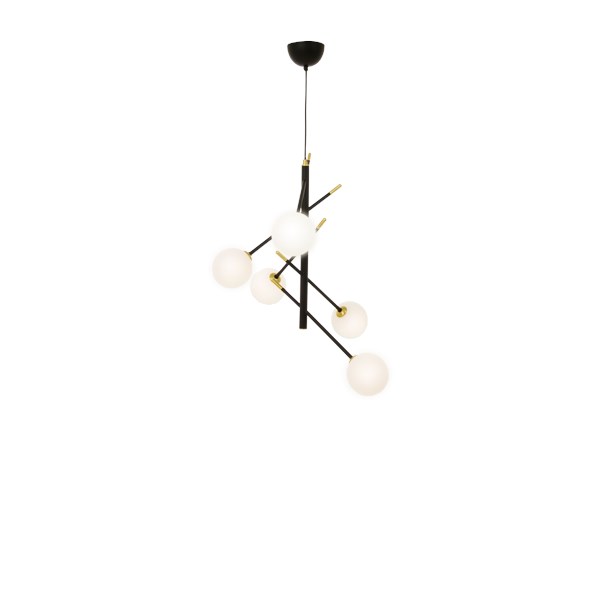 Aneta Lighting Akrobat taklampa svart mässing opalvit