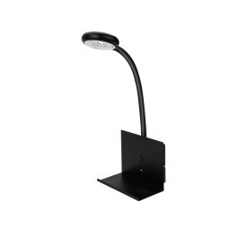 Aneta Lighting ZET sänglampa m. USB laddare, svart