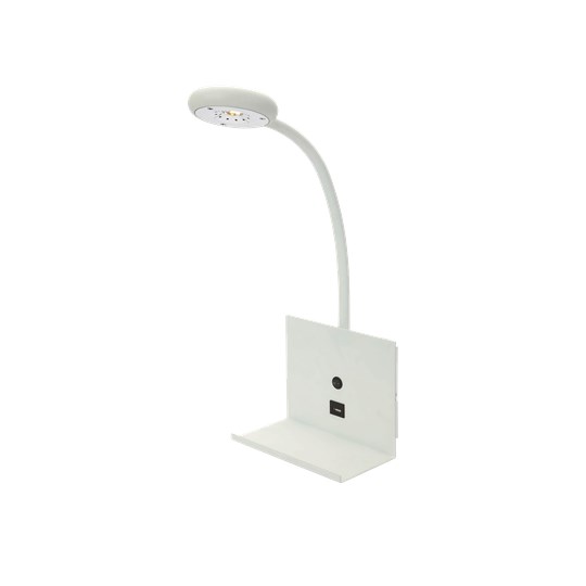 Aneta Lighting ZET sänglampa m. USB laddare, vit