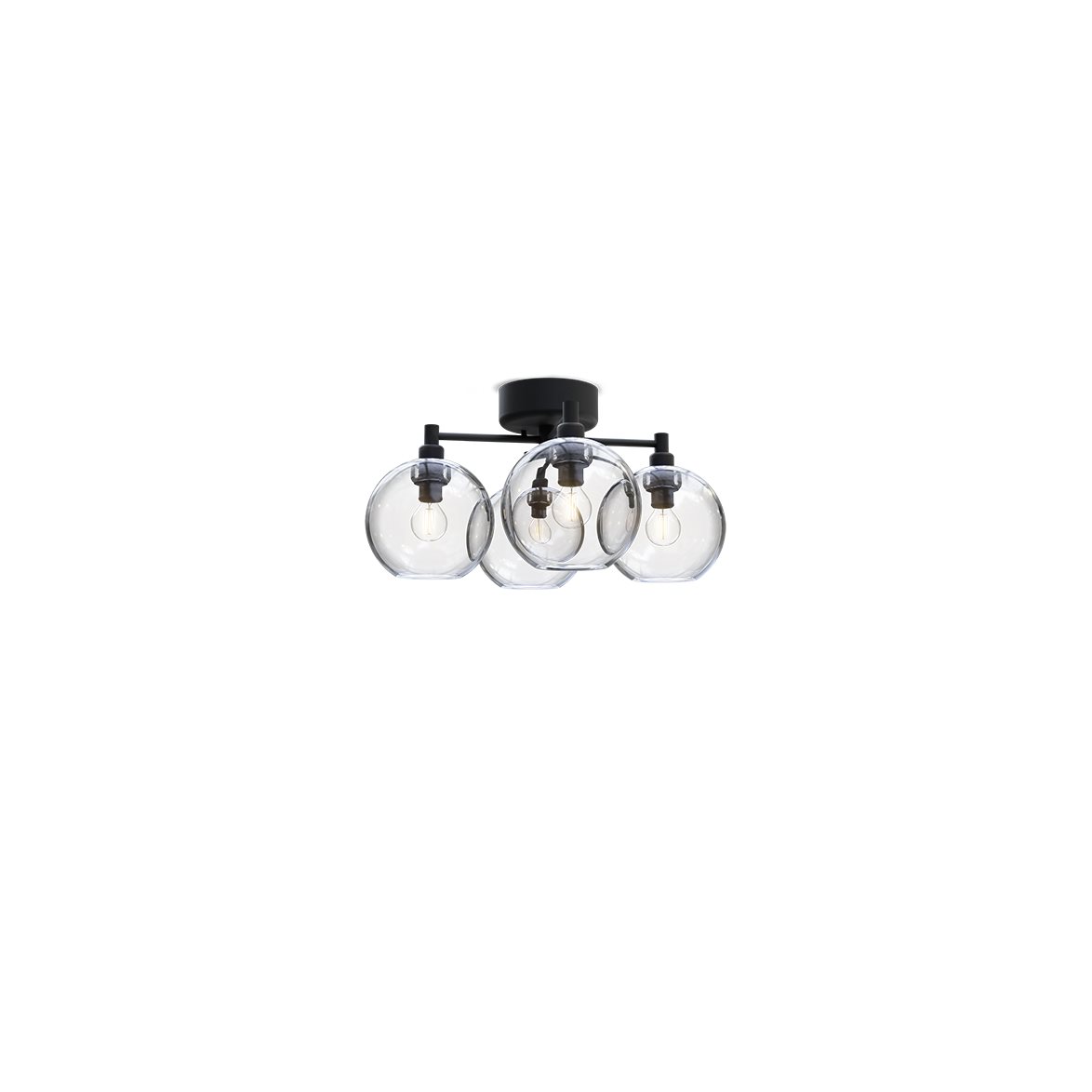 Gloria plafond, Ø46 svartstruktur/klart glas