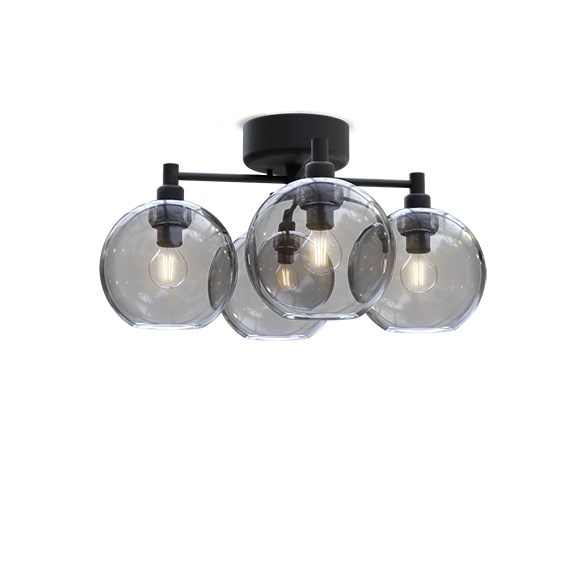 Gloria plafond, Ø46 svartstruktur/rökfärgat glas