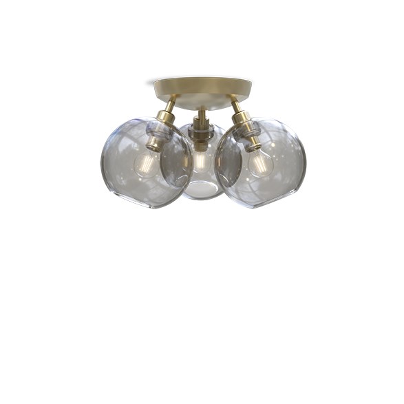 Gloria plafond, Ø33 mässing/rökfärgat glas