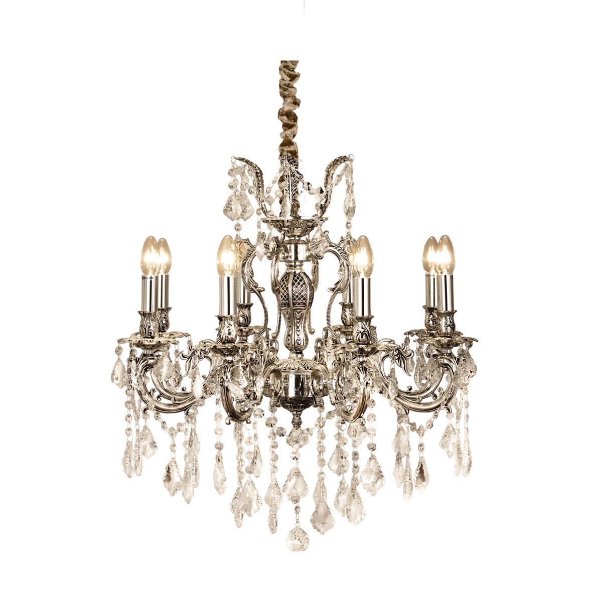 Allington Taklampa 8-arm, antiksilver 66cm