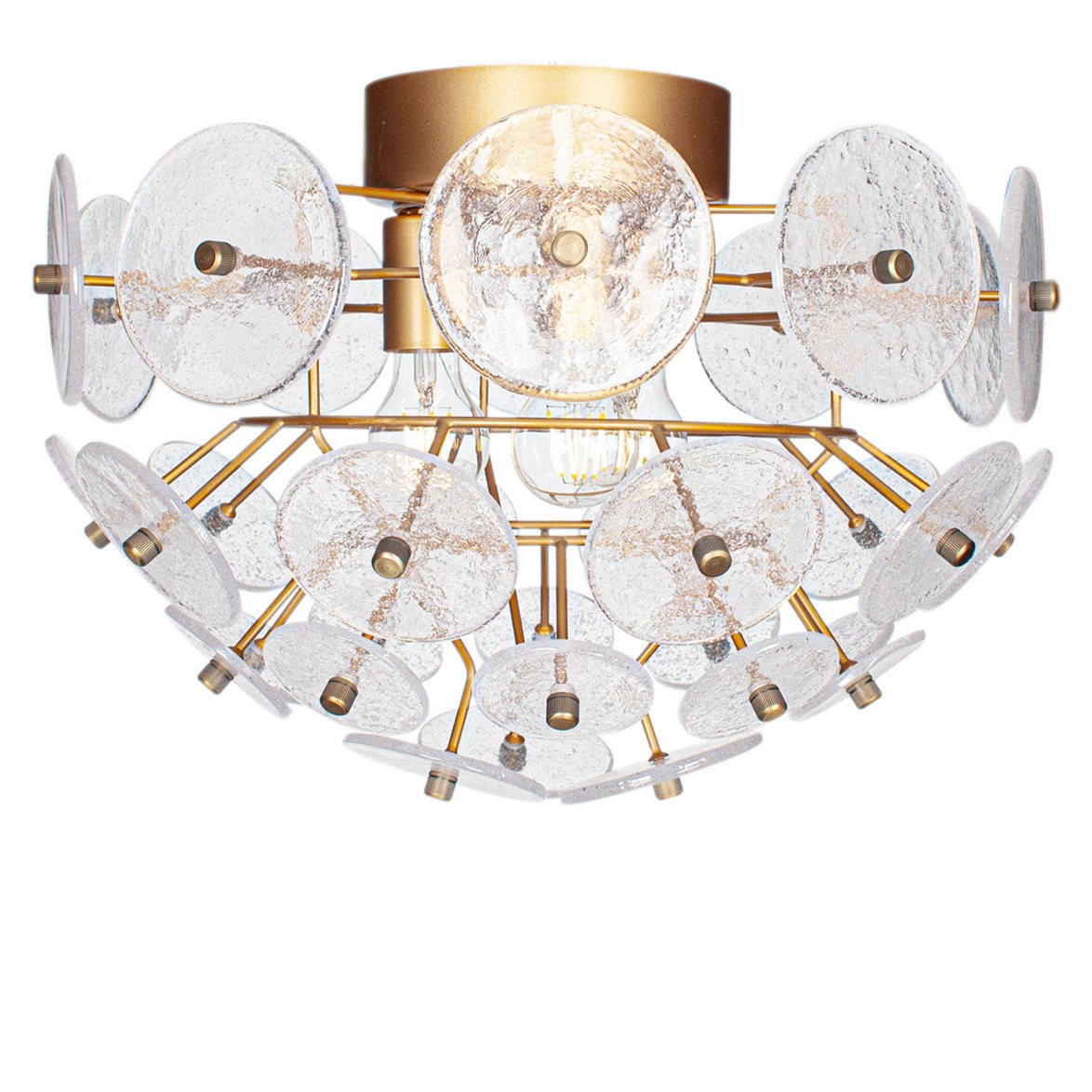 Retrow plafond Ø50cm Antikguld/klar