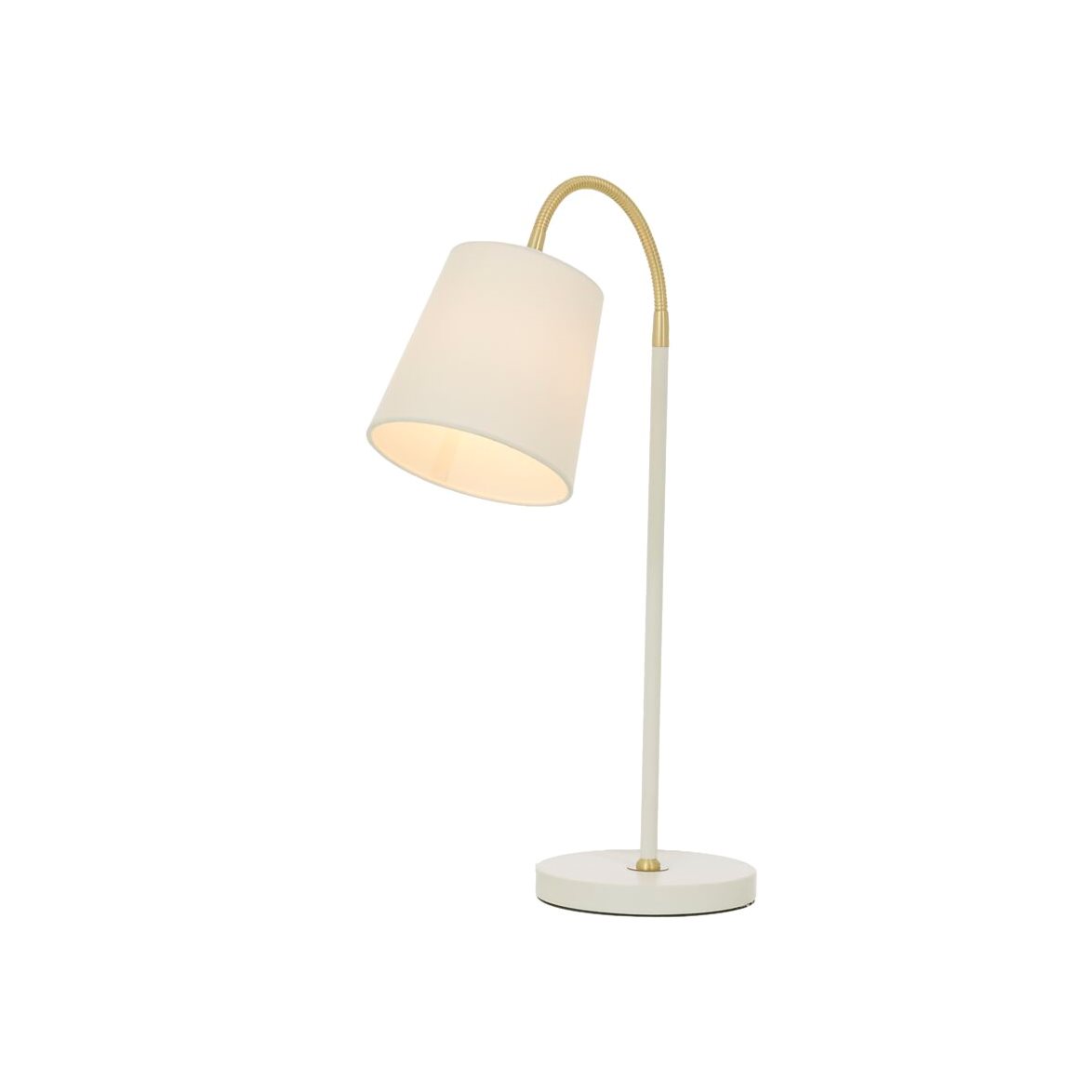 LJUSDAL bordlampa, vit/matt mässing