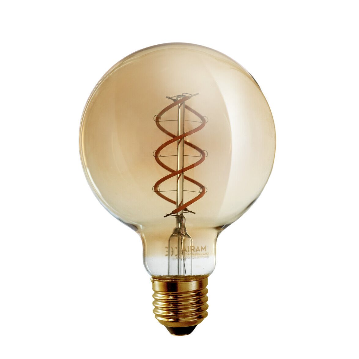 Airam Filament LED glob 95mm Amber spiral dimbar 2200K 4,9W E27 400lm
