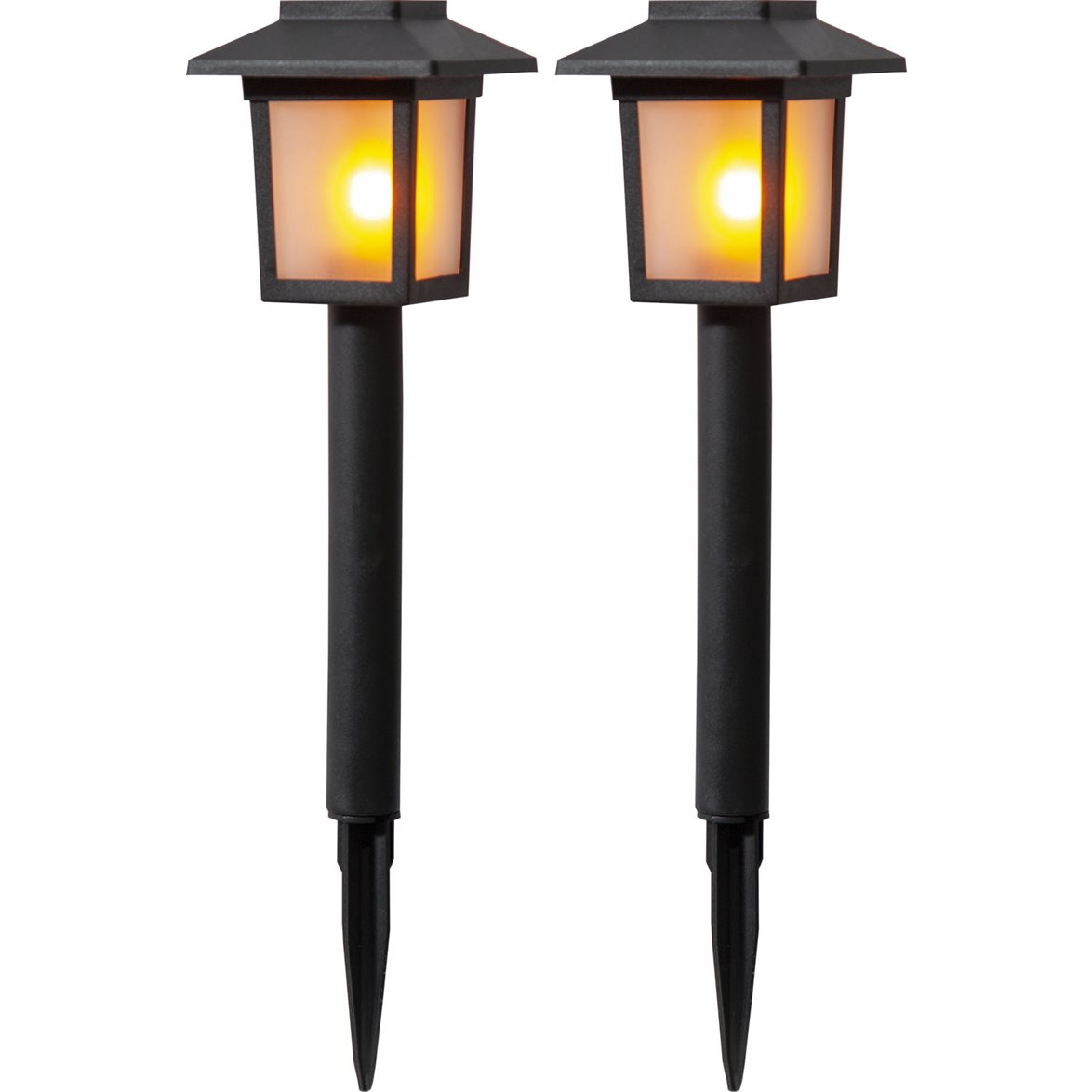 Star Trading Solcellspollare 2-pack Flame Mini Svart 23cm | Utomhusbelysning - Trädgårdsbelysning | Lampspecialisterna