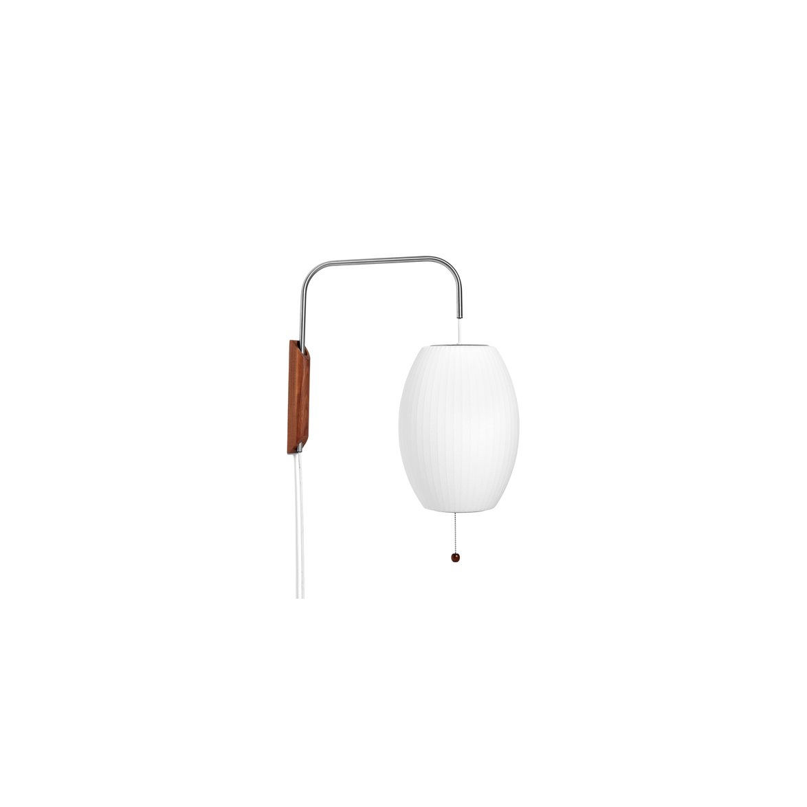 Nelson Cigar Wall Sconce Cabled, Small, Off-white