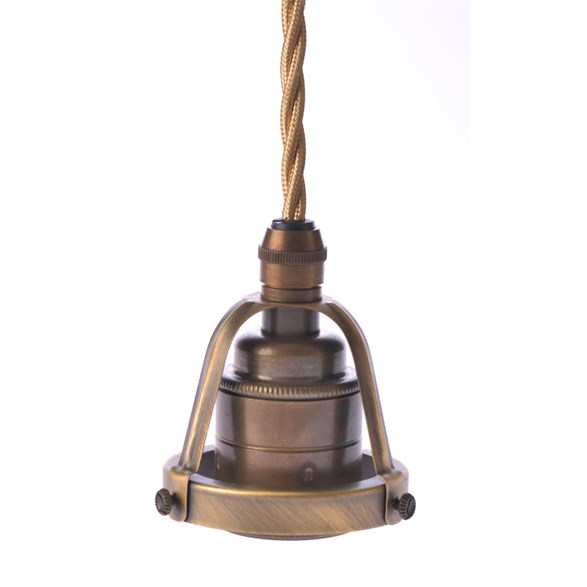 Upphäng E27 klofattning antik/guld tvinnad kabel