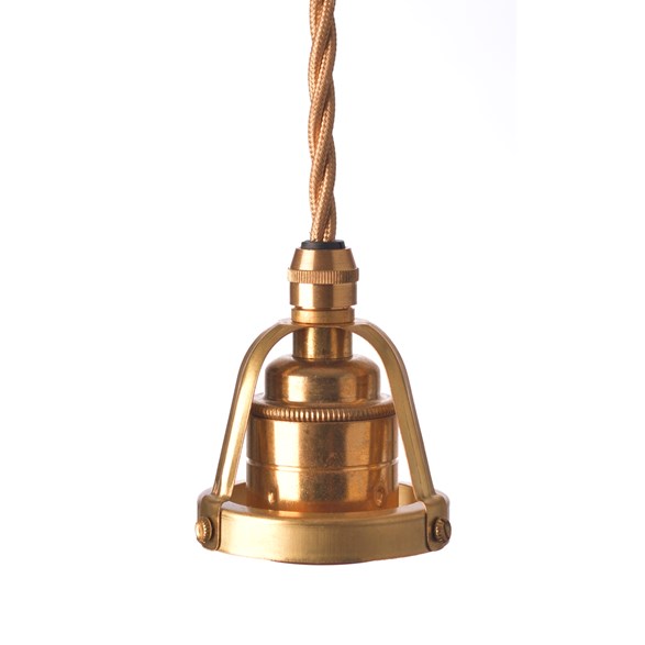Upphäng E27 klofattning mässing/guld tvinnad kabel