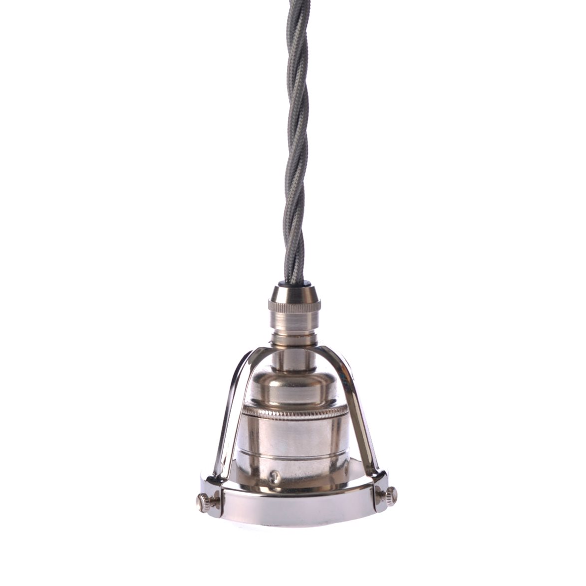 Texa Design Upph&auml;ng E27 klofattning nickel/gr&aring; tvinnad kabel