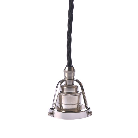 Upphäng E27 klofattning nickel/svart tvinnad kabel