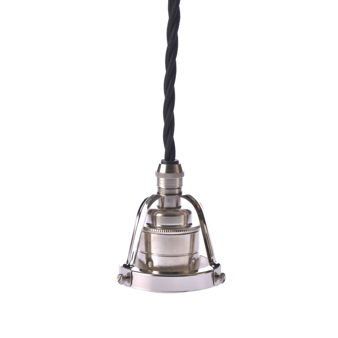 Texa Design Upph&auml;ng E27 klofattning nickel/svart tvinnad kabel