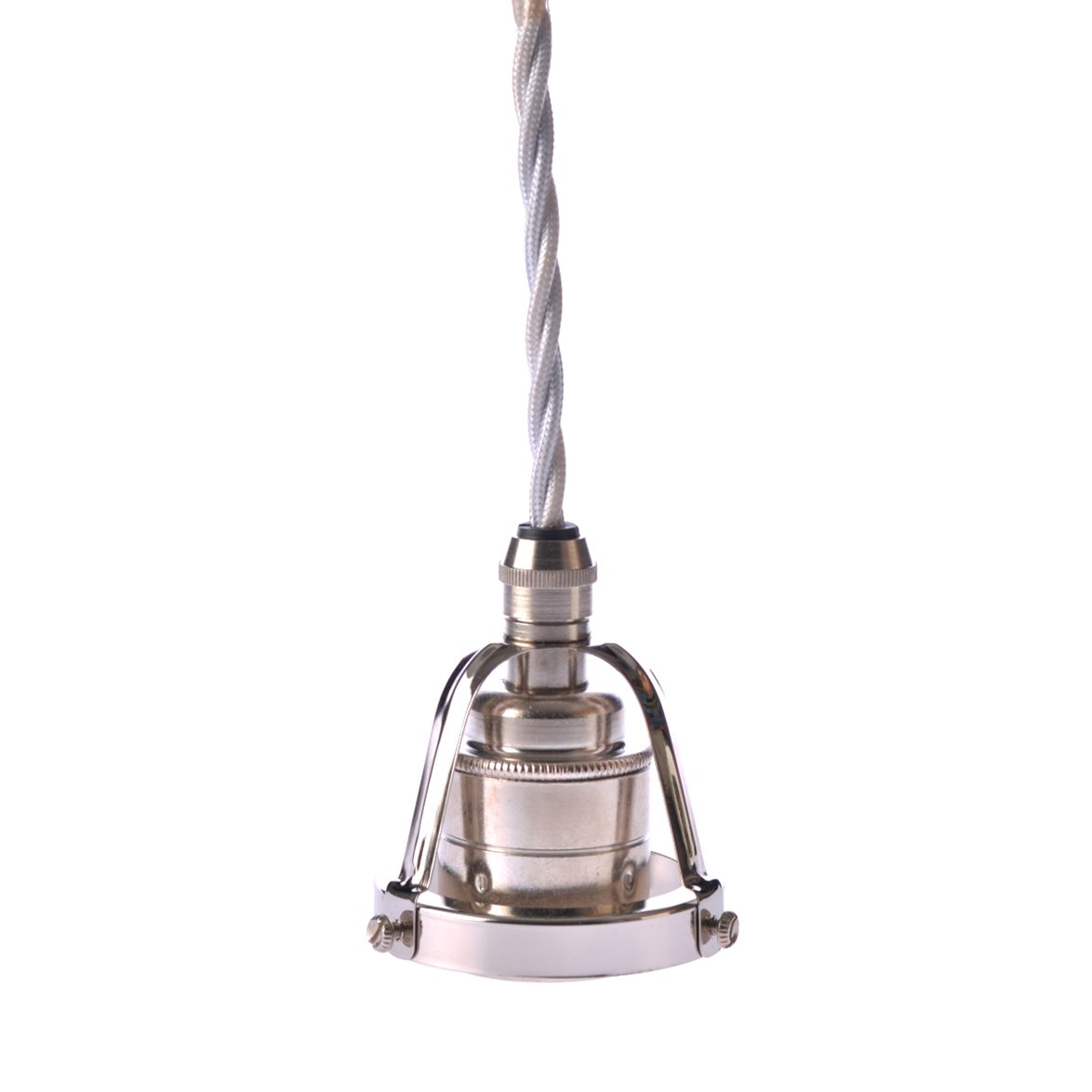 Texa Design Upph&auml;ng E27 klofattning nickel/vit tvinnad kabel