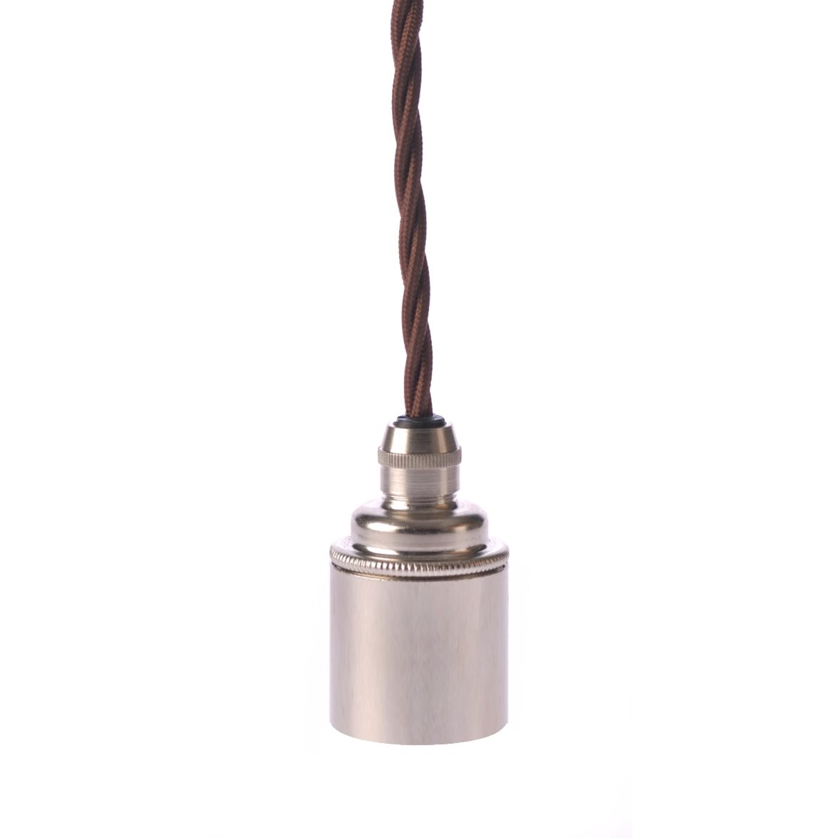 Texa Design Upph&auml;ng E27 sl&auml;t nickel/brun tvinnad kabel
