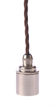 Upphäng E27 slät nickel/brun tvinnad kabel