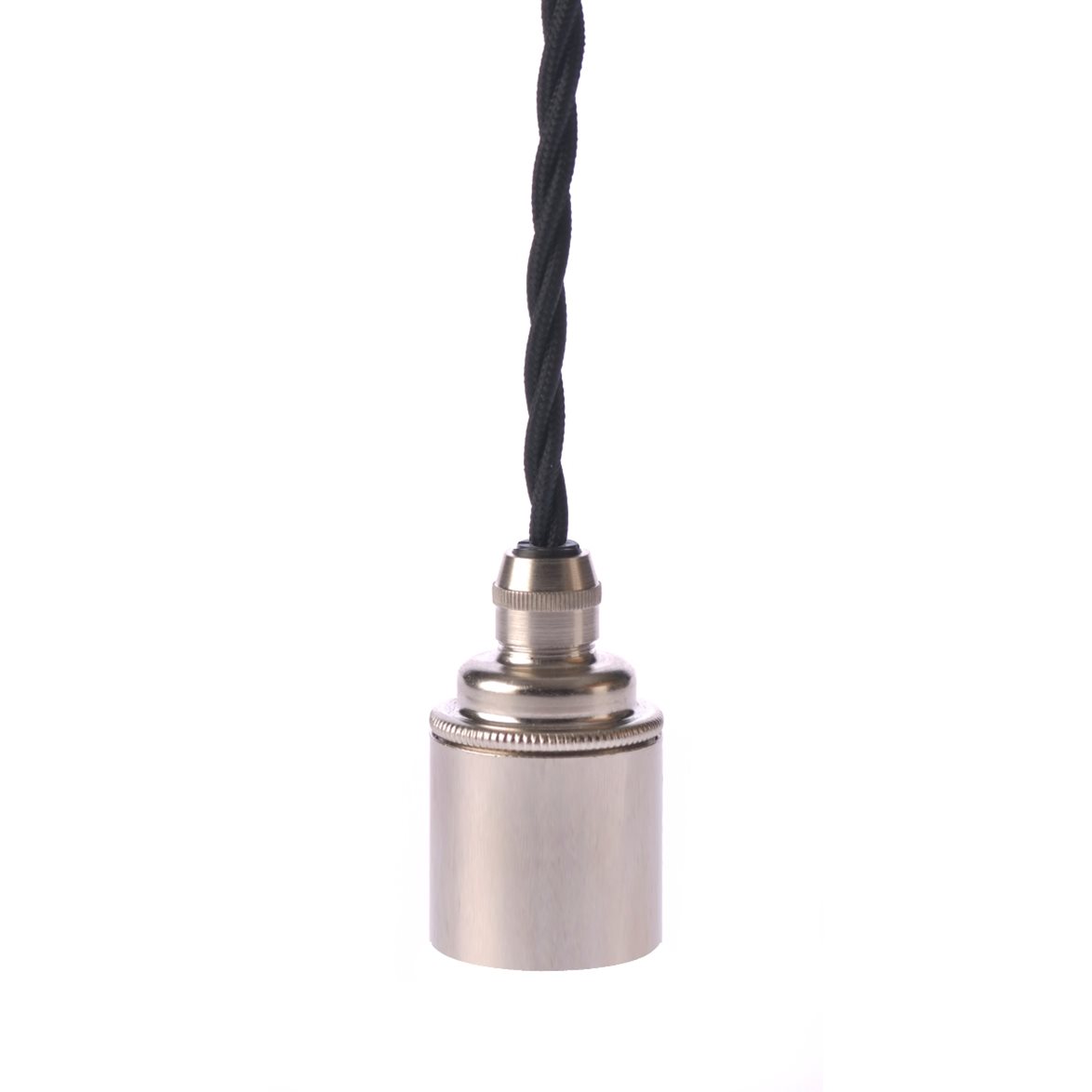 Texa Design Upph&auml;ng E27 sl&auml;t nickel/svart tvinnad kabel