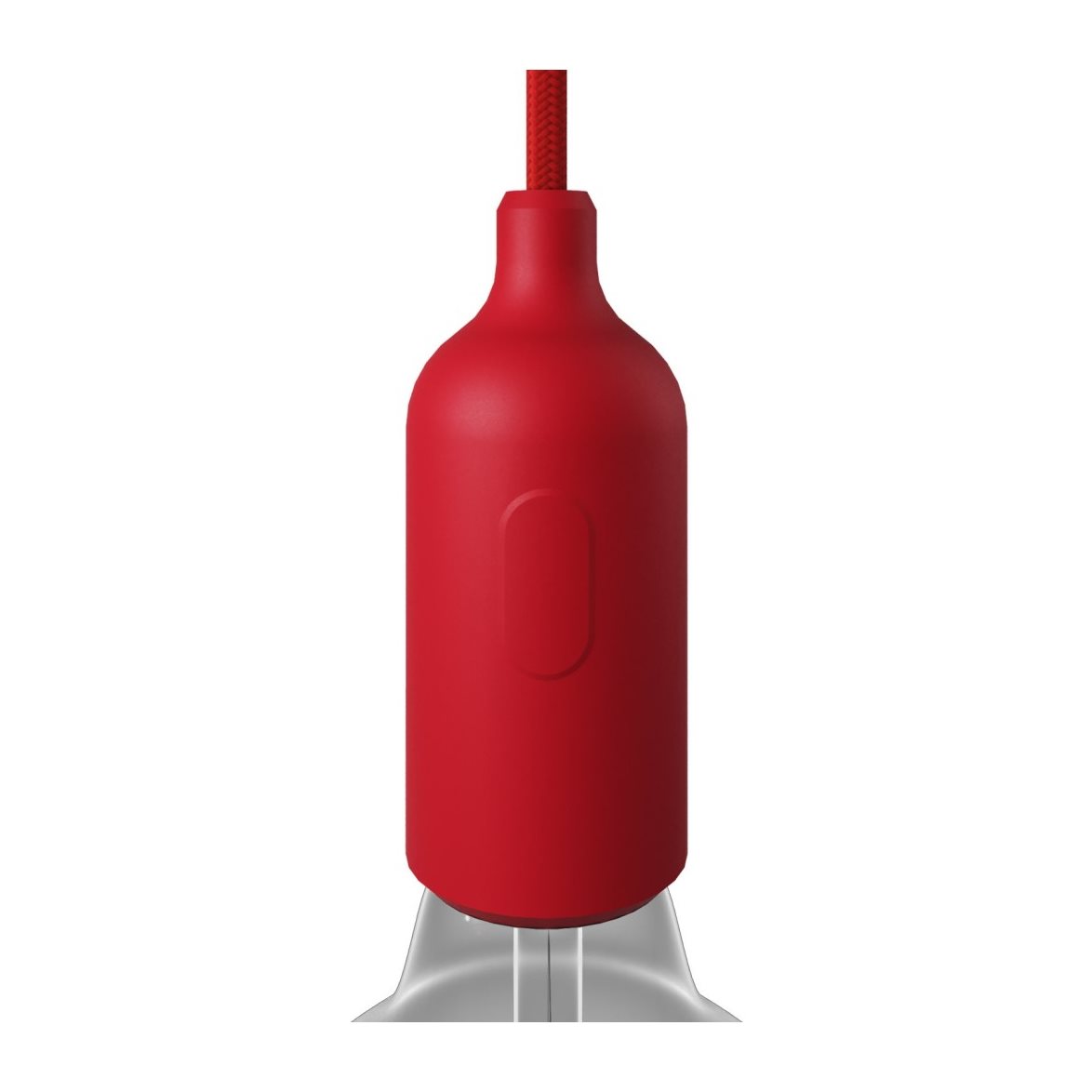 Kit lamphållare E27 i silikon med strömbrytare röd