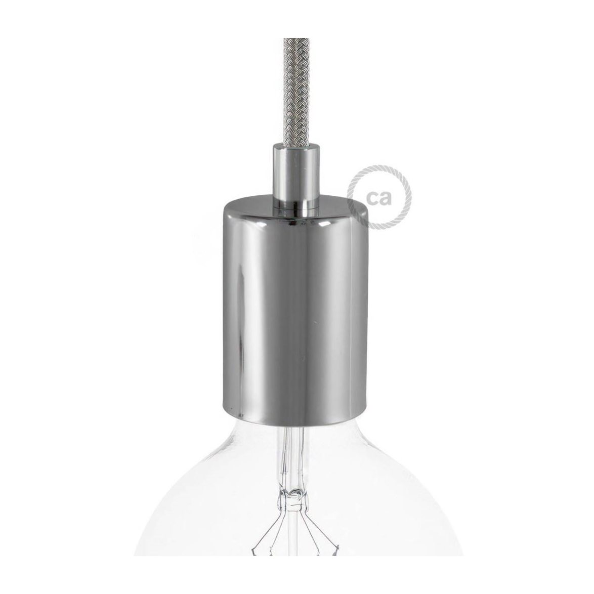 Kit cylindrisk lamphållare E27 i metall krom