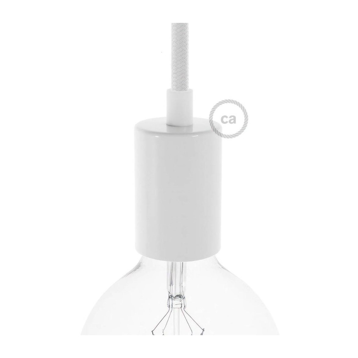 Kit cylindrisk lamphållare E27 i metall vit