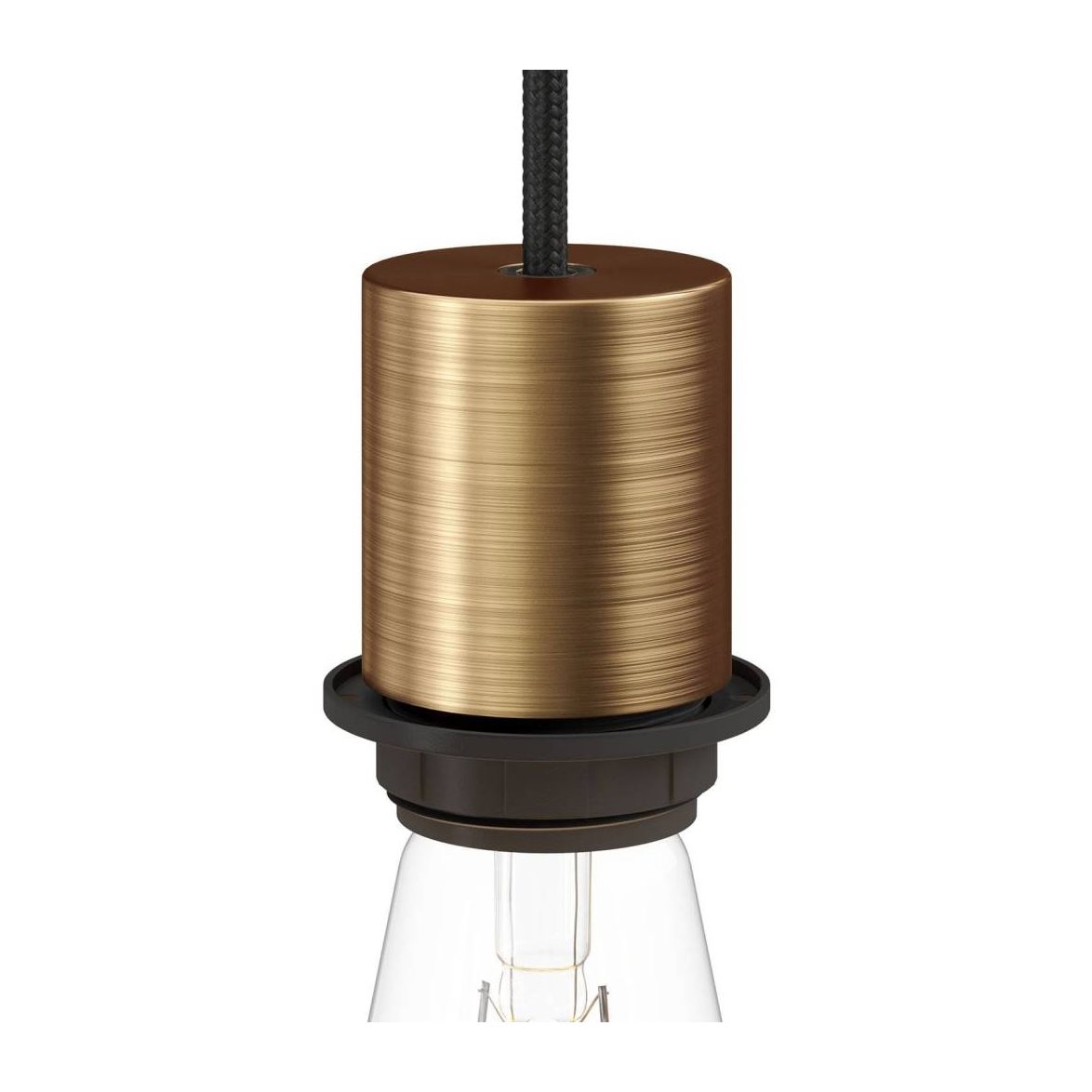 Kit lamphållare E27 halv gängad med dold dragavlastare satin brons