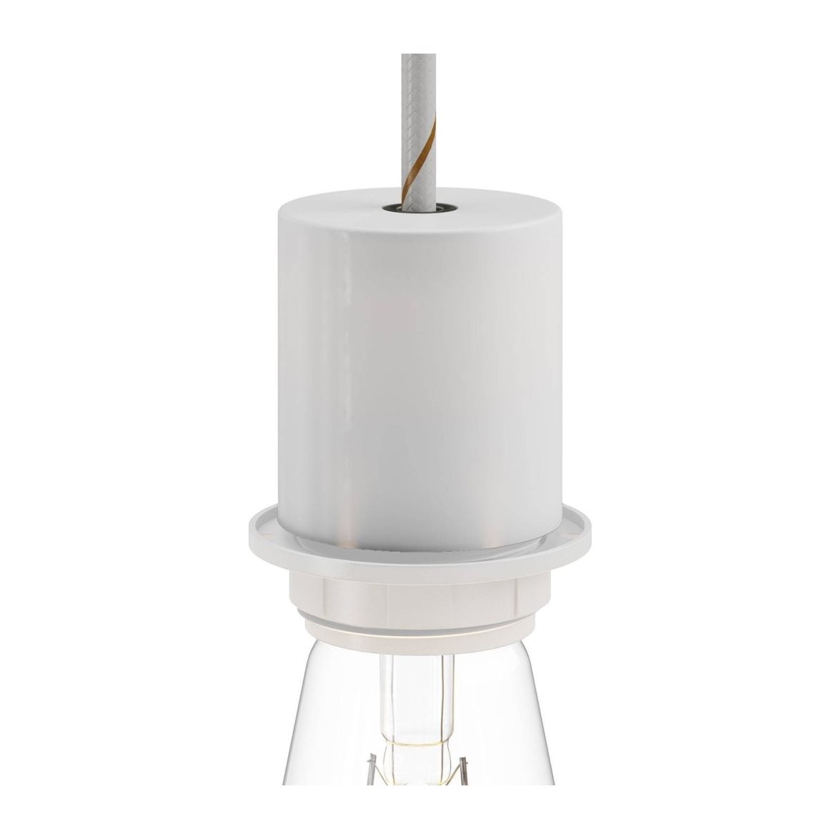 Kit lamphållare E27 halv gängad med dold dragavlastare matt vit