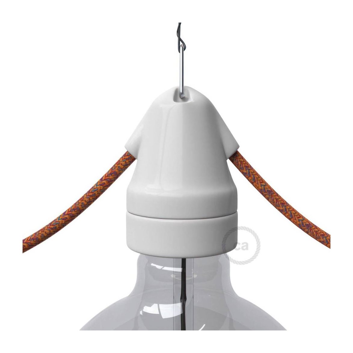 Kit vintage lamphållare E27 i porslin med dubbel ingång vit | Lamphållare - Lamphållare E27 - Stor sockel | Lampspecialisterna