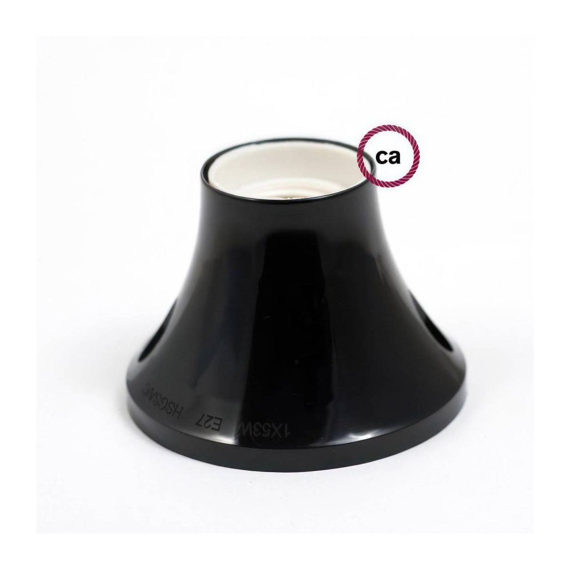 90° lamphållare i termoplast för vägg eller tak svart